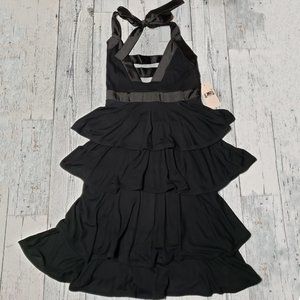 NWT Jennifer Lopez JLo Ruffled Halter Dress Black X-Small XS